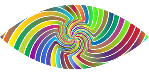 Multicoloured swirling patterns in the shape of an eye
